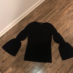 Black 100% Merino Wool Peplum Sleeved Sweater